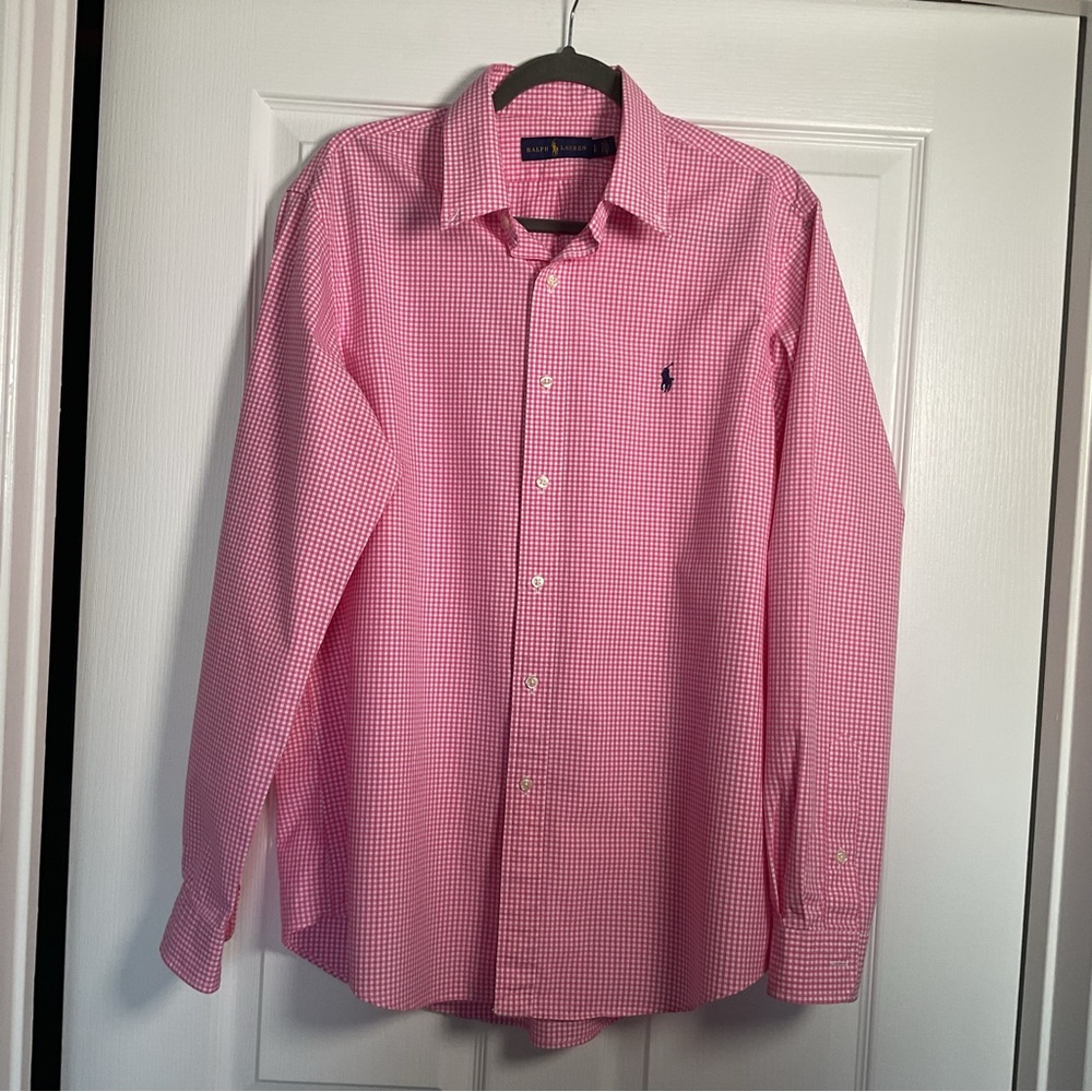 Ralph Lauren Pink Gingham Button-Down Dress Shirt